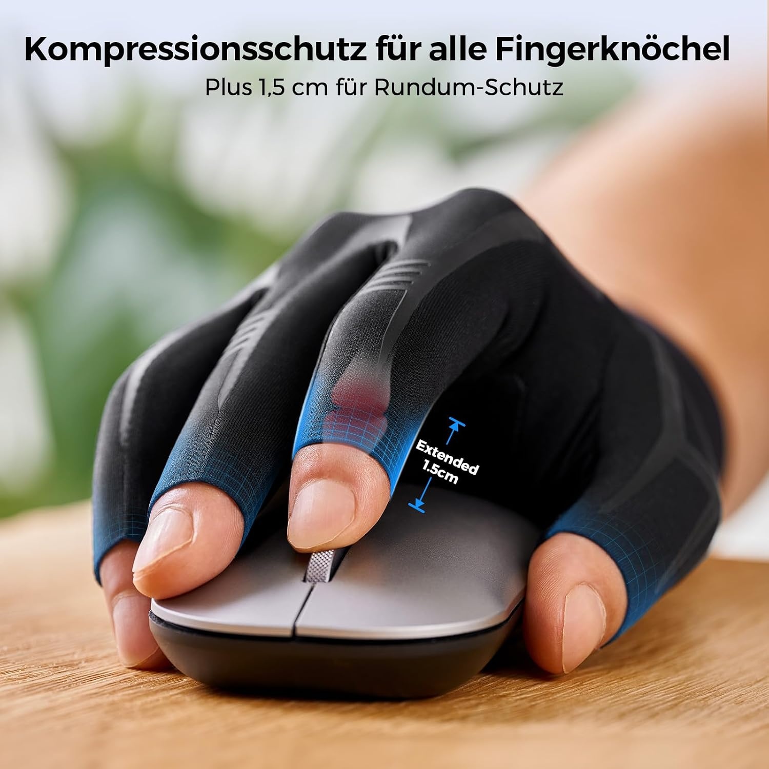 image:imageFREETOO Arthrose Handschuhe Damen Herren Fingerlose KompressionshandschuheSchwarz