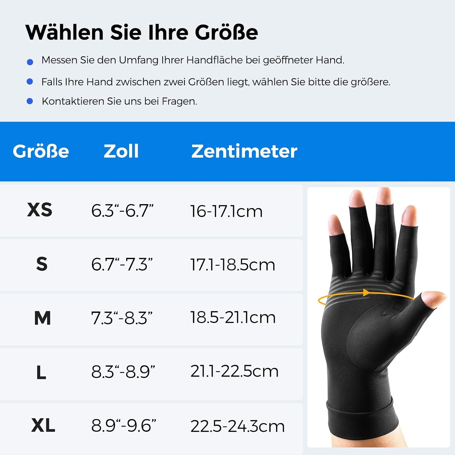 image:imageFREETOO Arthrose Handschuhe Damen Herren Fingerlose KompressionshandschuheSchwarz