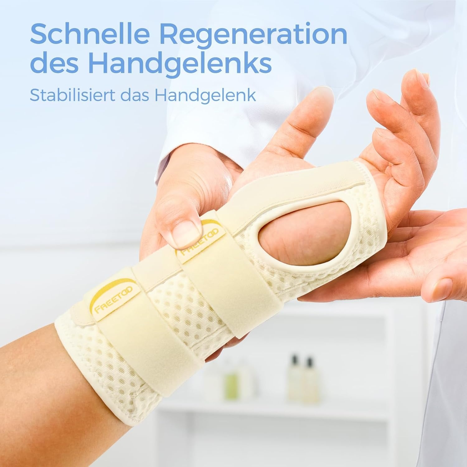 image:imageFREETOO Beidseitige Handgelenk Bandagen fr KarpaltunnelsyndromHellgelb