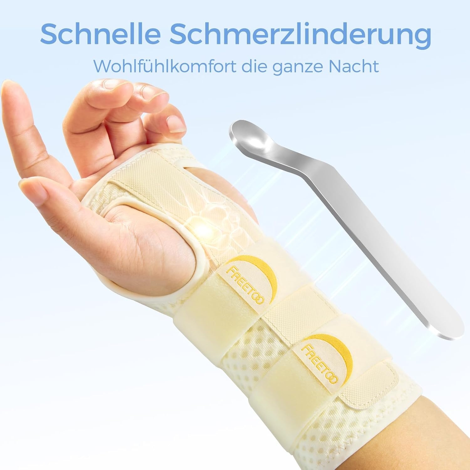 image:imageFREETOO Beidseitige Handgelenk Bandagen fr KarpaltunnelsyndromHellgelb