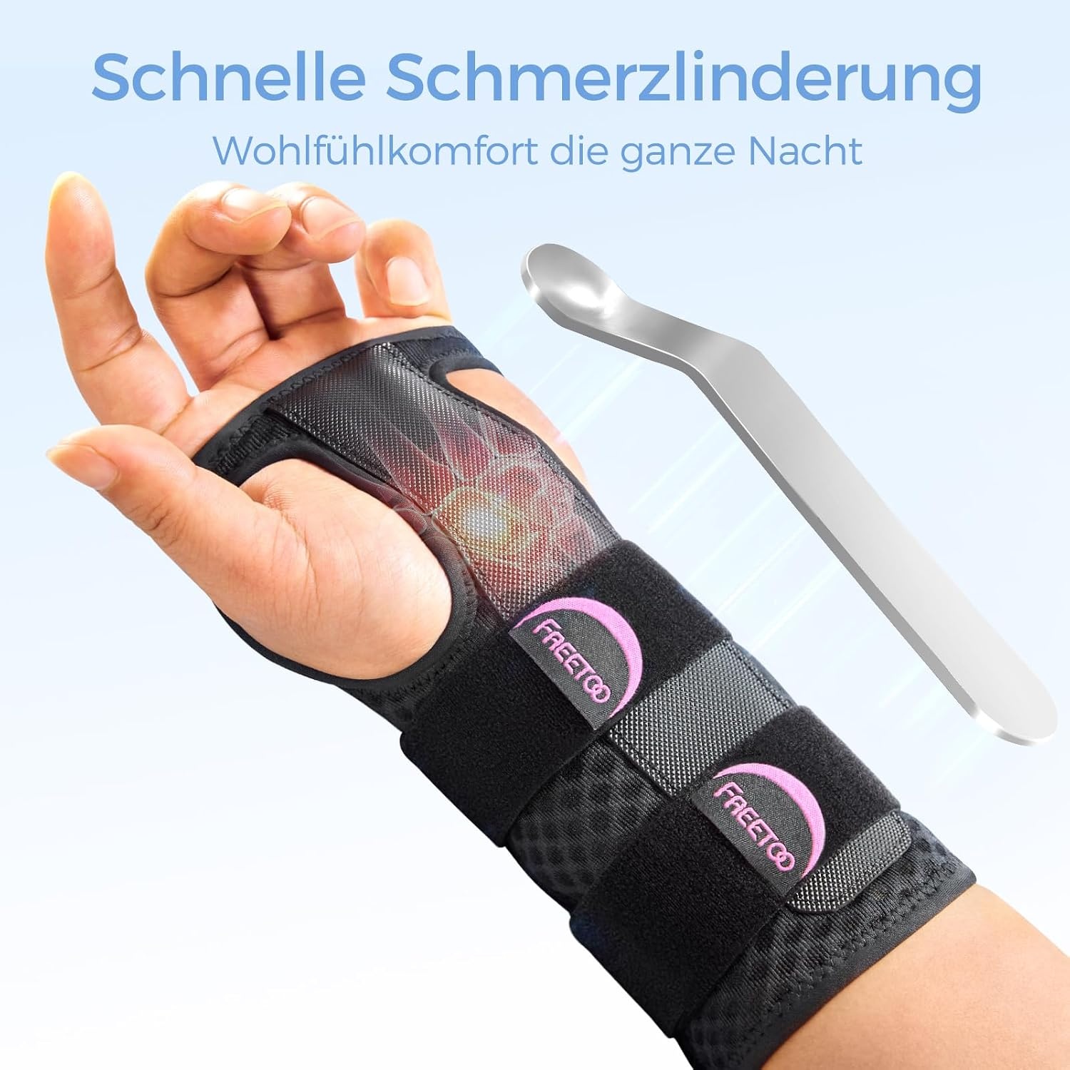 image:imageFREETOO Beidseitige Handgelenk Bandagen fr KarpaltunnelsyndromRosaSchwarz