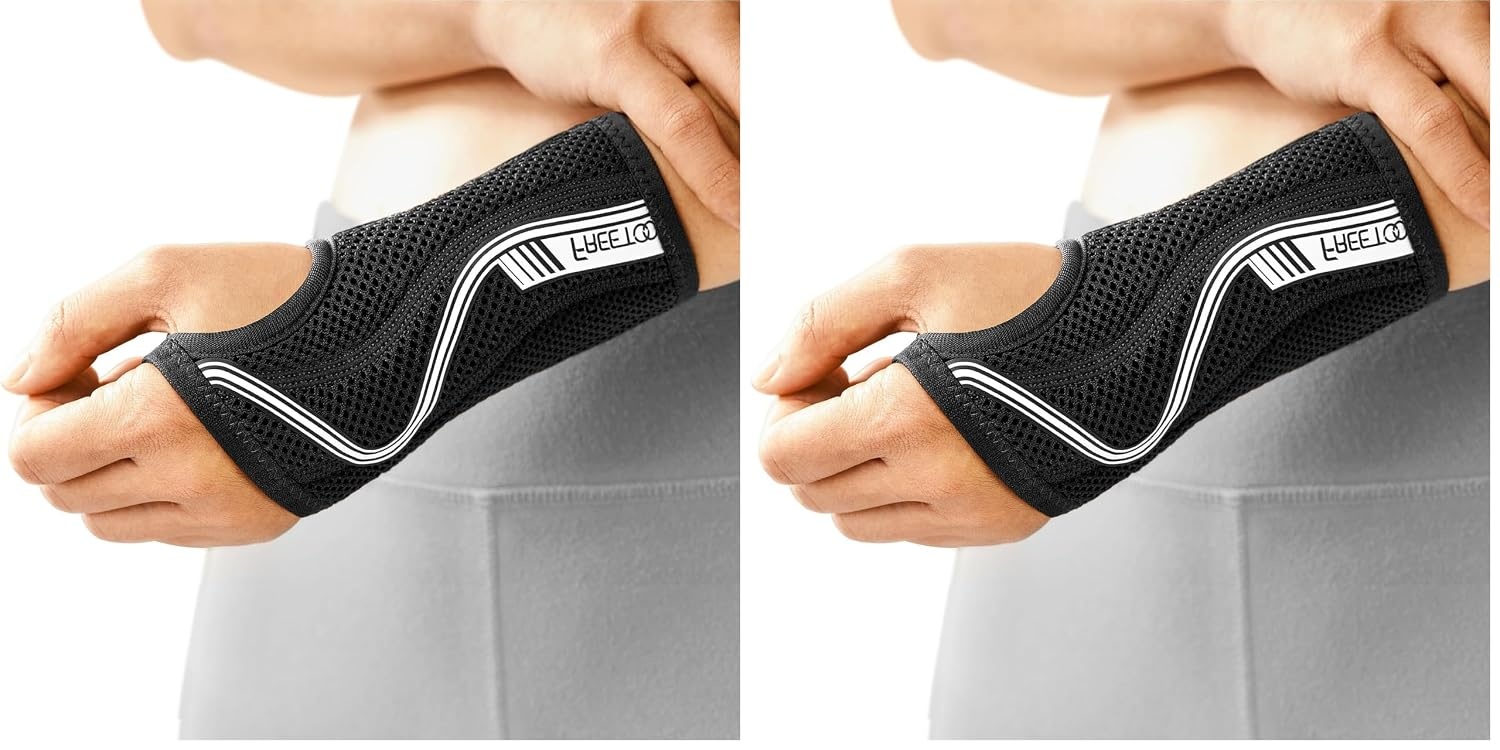 image:imageFREETOO FlexibelLeicht Handgelenkschiene fur Karpaltunnel HandschieneGrauLinke Hand