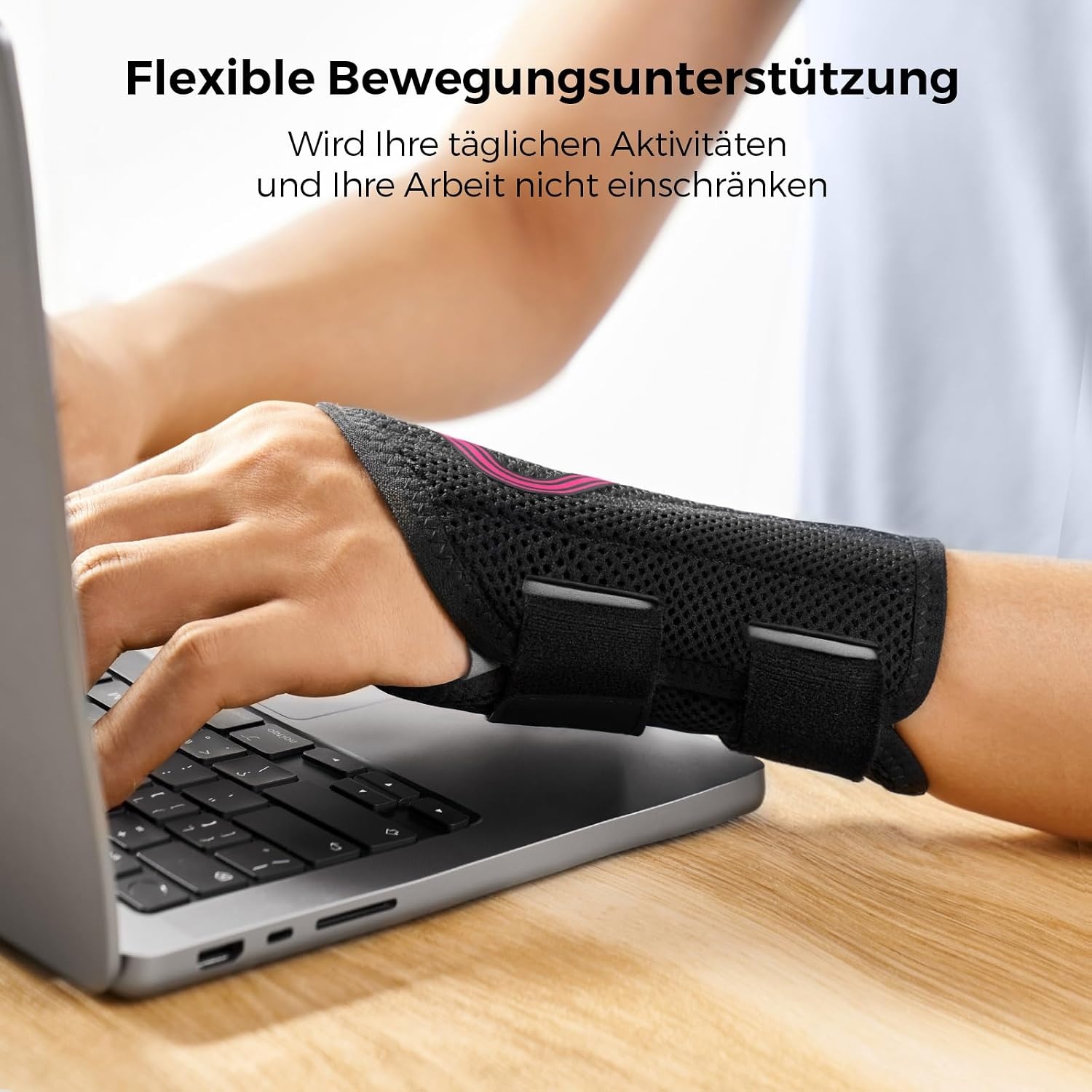 image:imageFREETOO FlexibelLeicht Handgelenkschiene fur Karpaltunnel HandschieneRosenrotLinke Hand