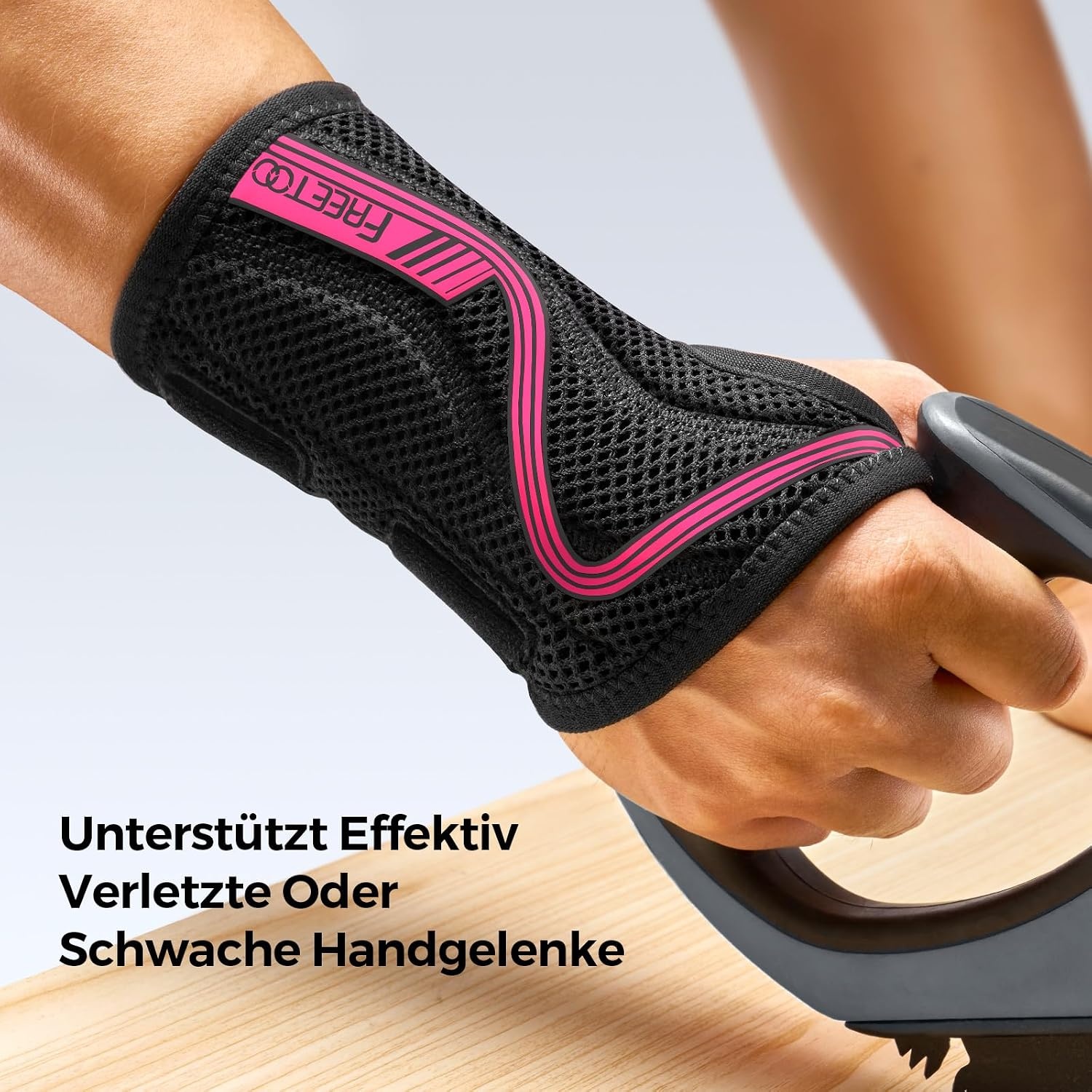 image:imageFREETOO FlexibelLeicht Handgelenkschiene fur Karpaltunnel HandschieneRosenrotLinke Hand