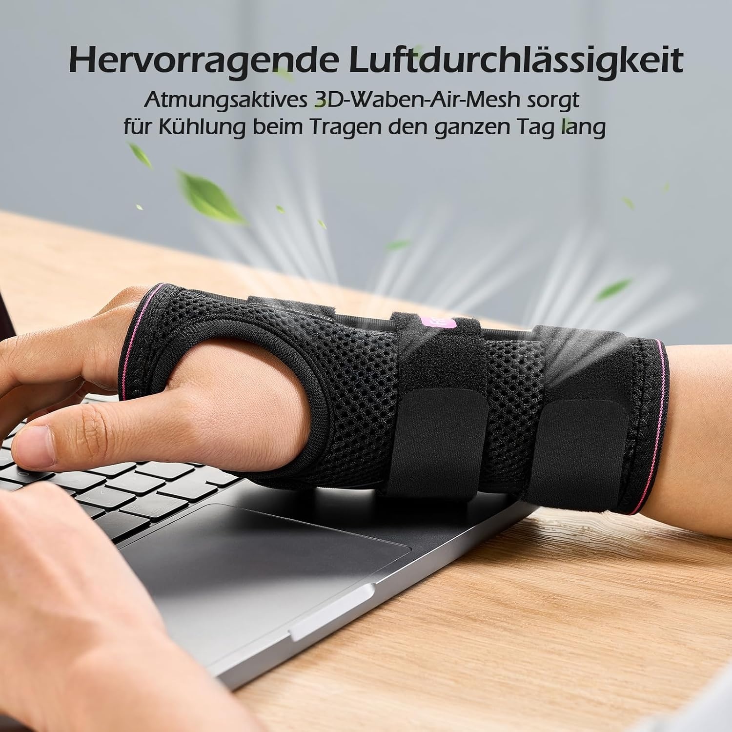 image:imageFREETOO Handgelenk Bandagen Karpaltunnel Damen Herren Lang Orthopdische Handgelenksttze Rechts fr Nacht Tags Atmungsaktiv Handgelenkschiene bei Sehnenscheidenentzndung Verstauchung ArthroseLinke HandRosenrot