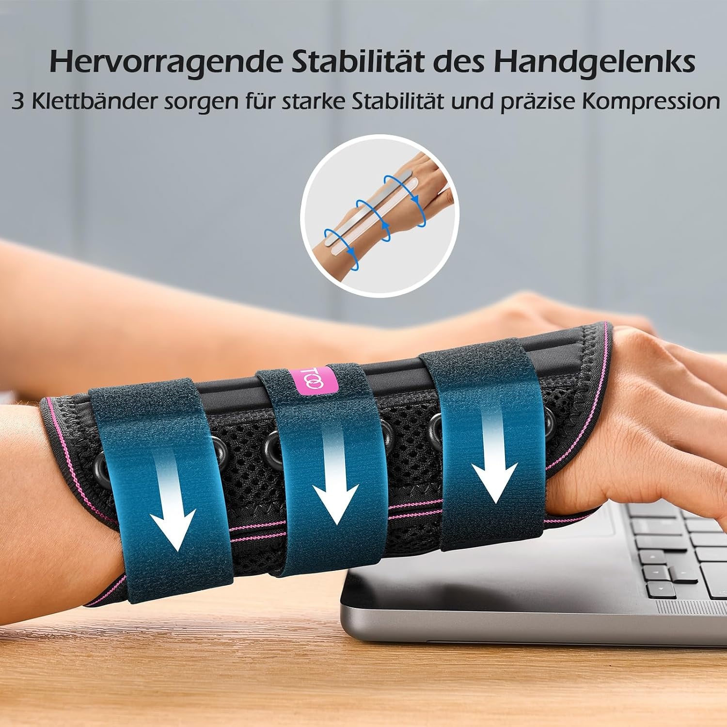 image:imageFREETOO Handgelenk Bandagen Karpaltunnel Damen Herren Lang Orthopdische Handgelenksttze Rechts fr Nacht Tags Atmungsaktiv Handgelenkschiene bei Sehnenscheidenentzndung Verstauchung ArthroseLinke HandRosenrot