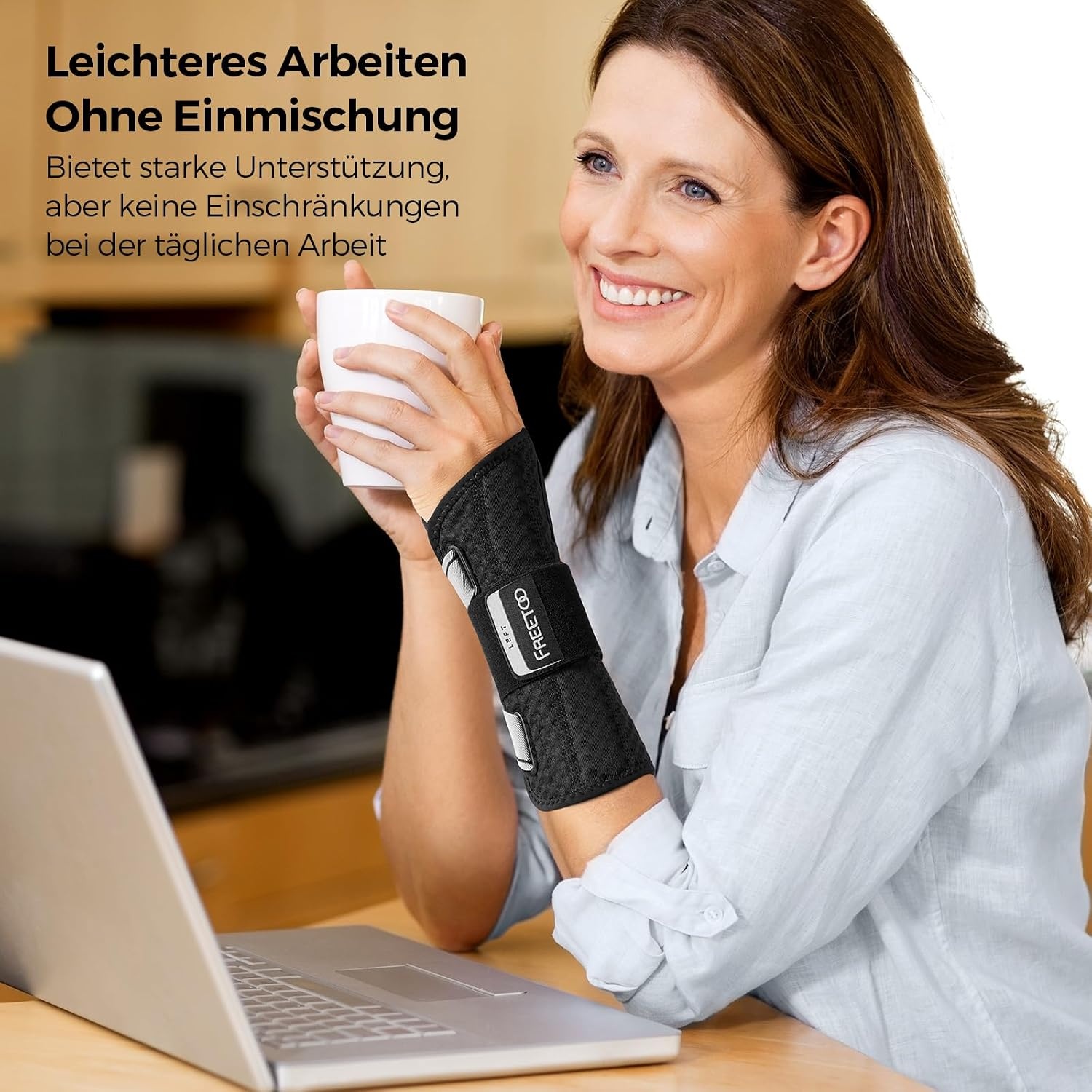 image:imageFREETOO Handgelenk Bandagen mit Handgelenkschiene Leicht HandgelenksttzeRechte Hand SchwarzGrau