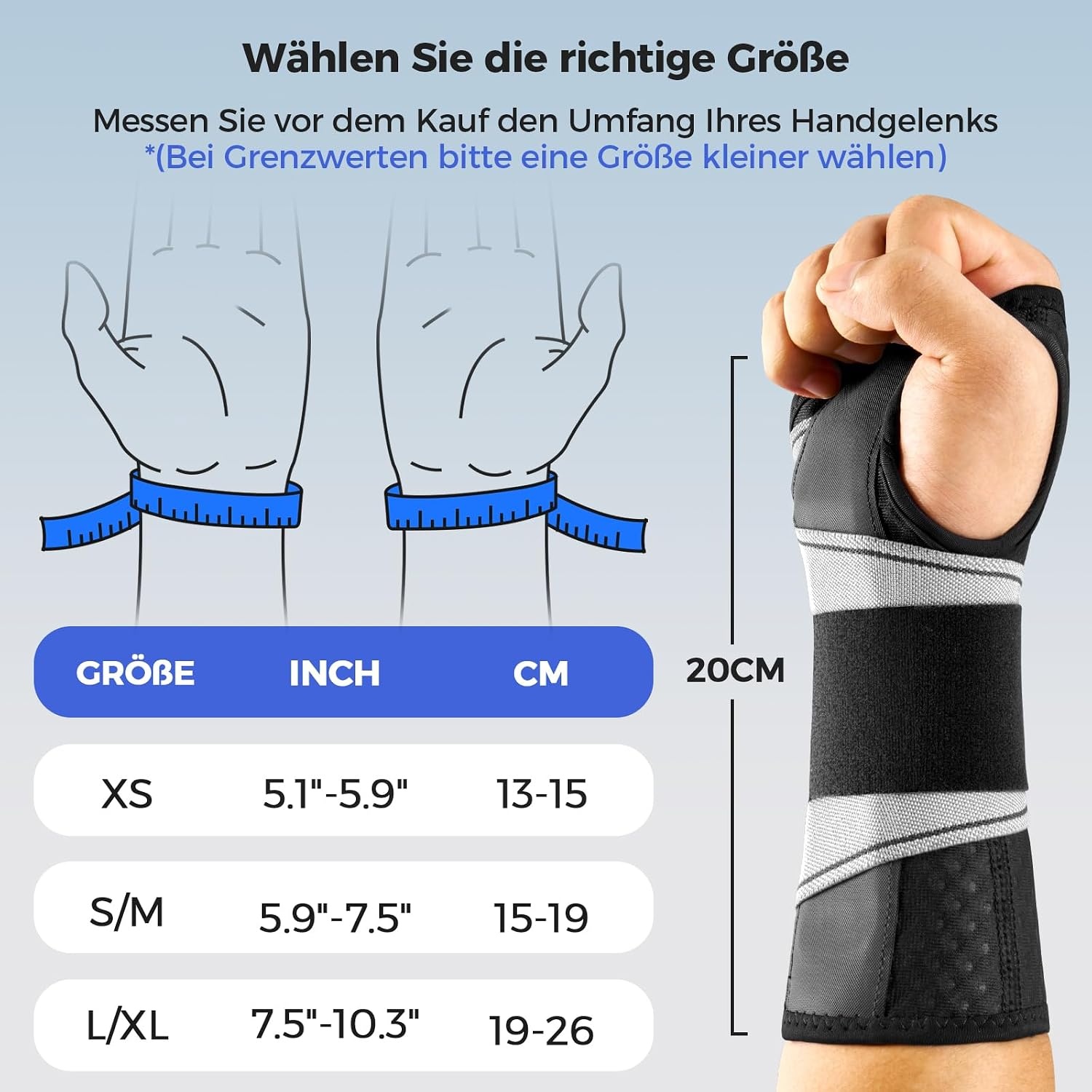 image:imageFREETOO Handgelenk Bandagen mit Handgelenkschiene Leicht HandgelenksttzeRechte Hand SchwarzGrau