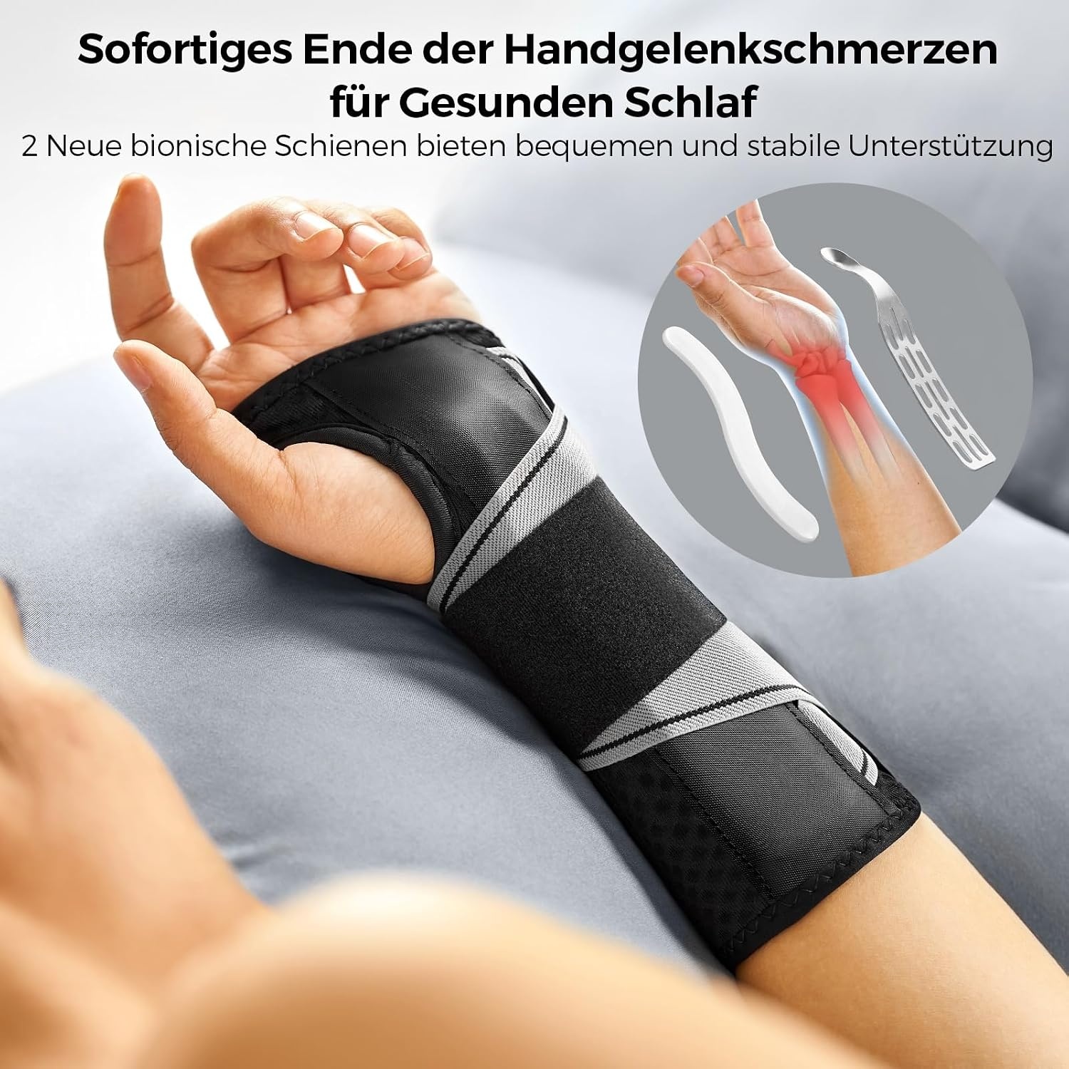 image:imageFREETOO Handgelenk Bandagen mit Handgelenkschiene Leicht HandgelenksttzeRechte Hand SchwarzGrau