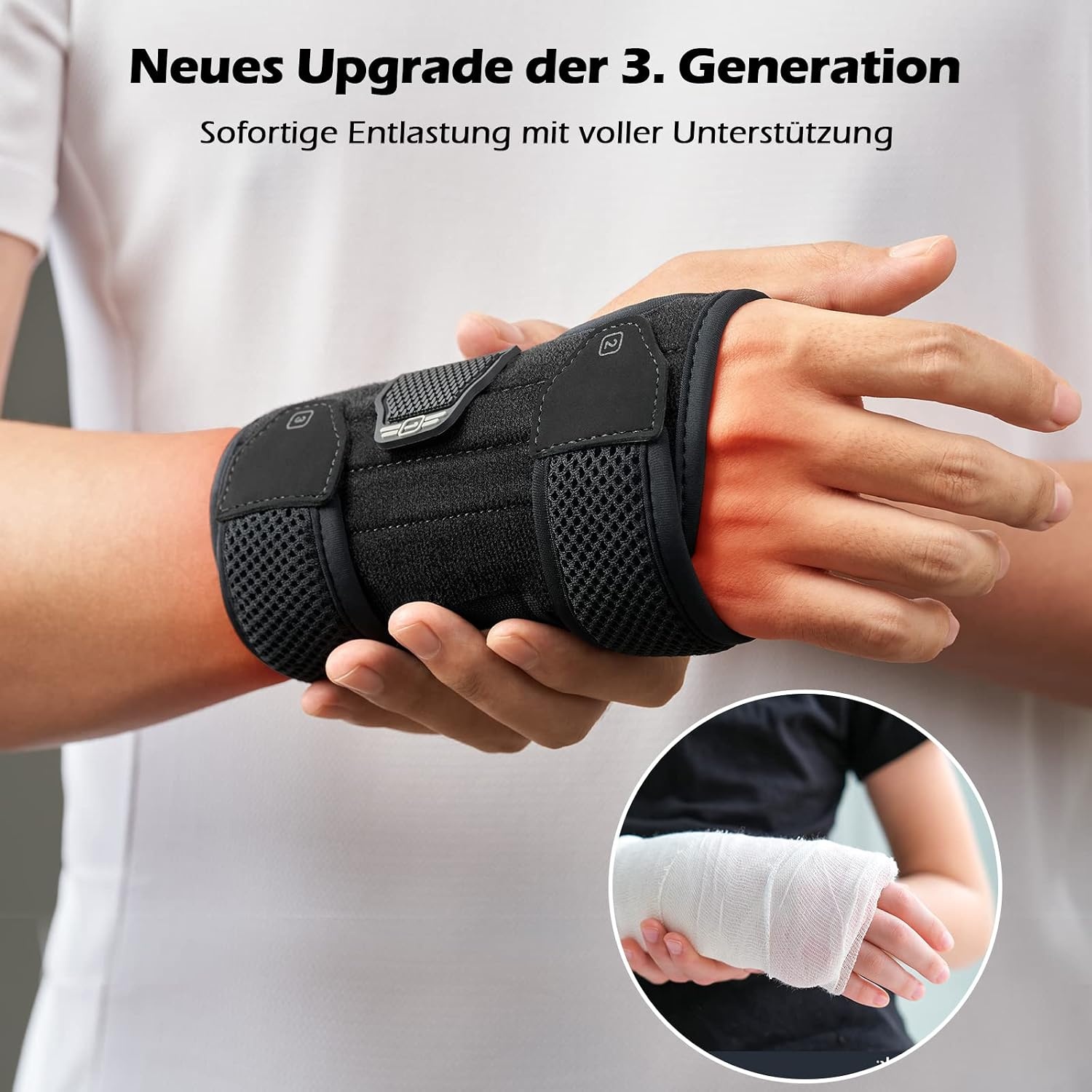 image:imageFREETOO Handgelenkstutze mit 3 Metallschiene zur KarpaltunnelsyndromRechtsSchwarz