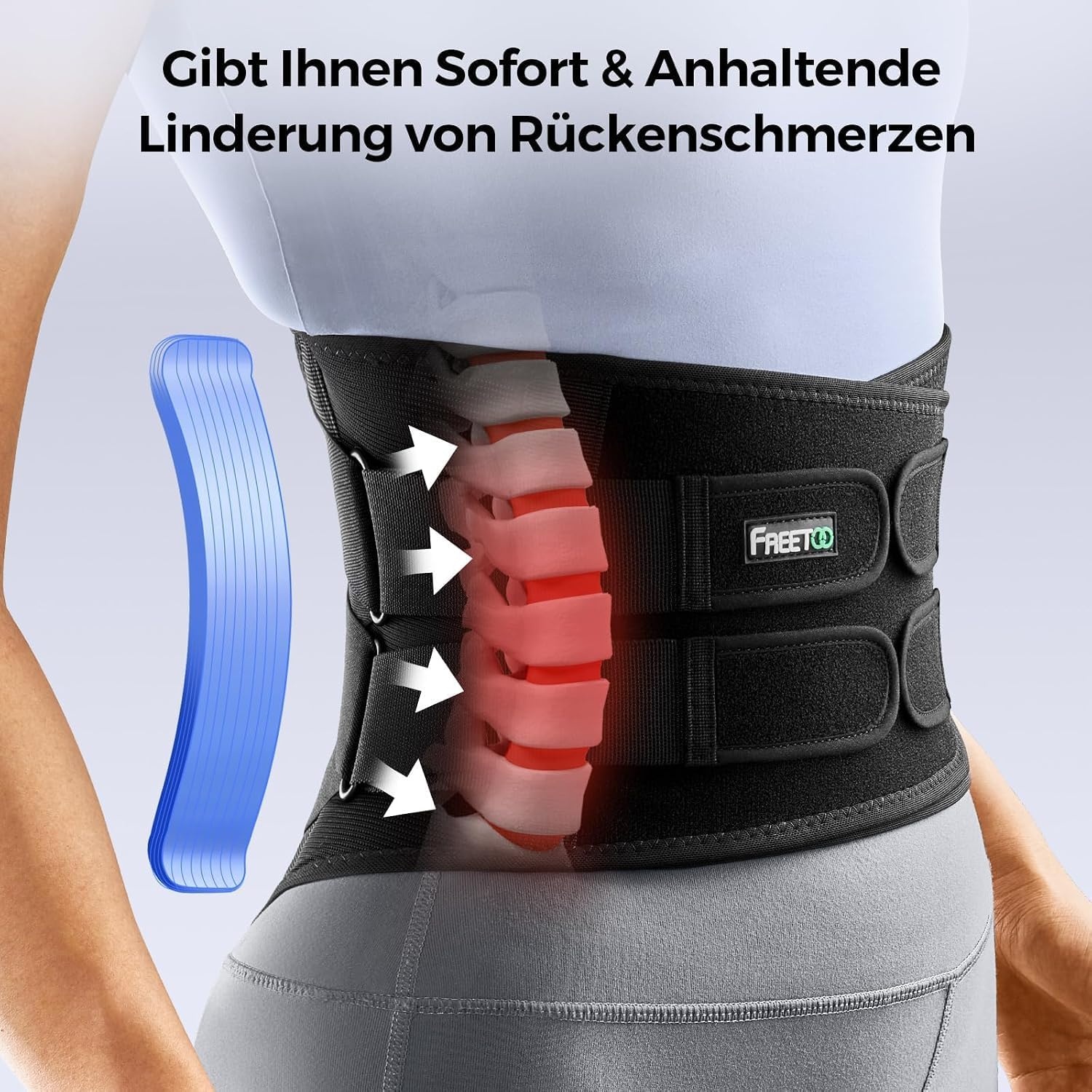 image:imageFREETOO Rckensttzgrtel fr Arbeit Rckenbandage LendenwirbelsttzeSchwarz