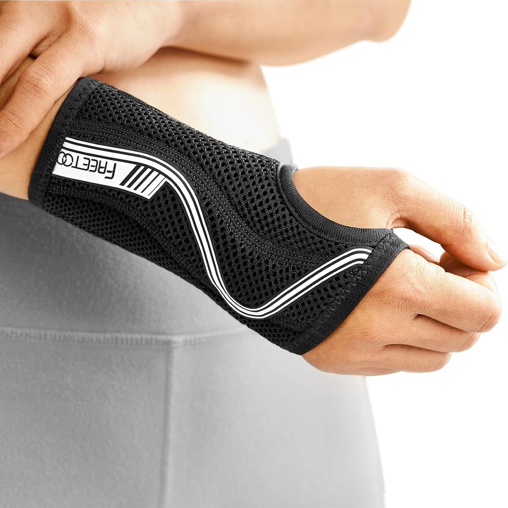 image:imageFREETOO FlexibelLeicht Handgelenkschiene fur Karpaltunnel HandschieneGrauRechte Hand