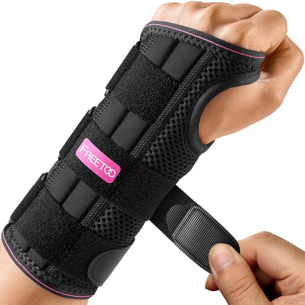 image:imageFREETOO Handgelenk Bandagen Karpaltunnel Damen Herren Lang Orthopdische Handgelenksttze Rechts fr Nacht Tags Atmungsaktiv Handgelenkschiene bei Sehnenscheidenentzndung Verstauchung ArthroseLinke HandRosenrot