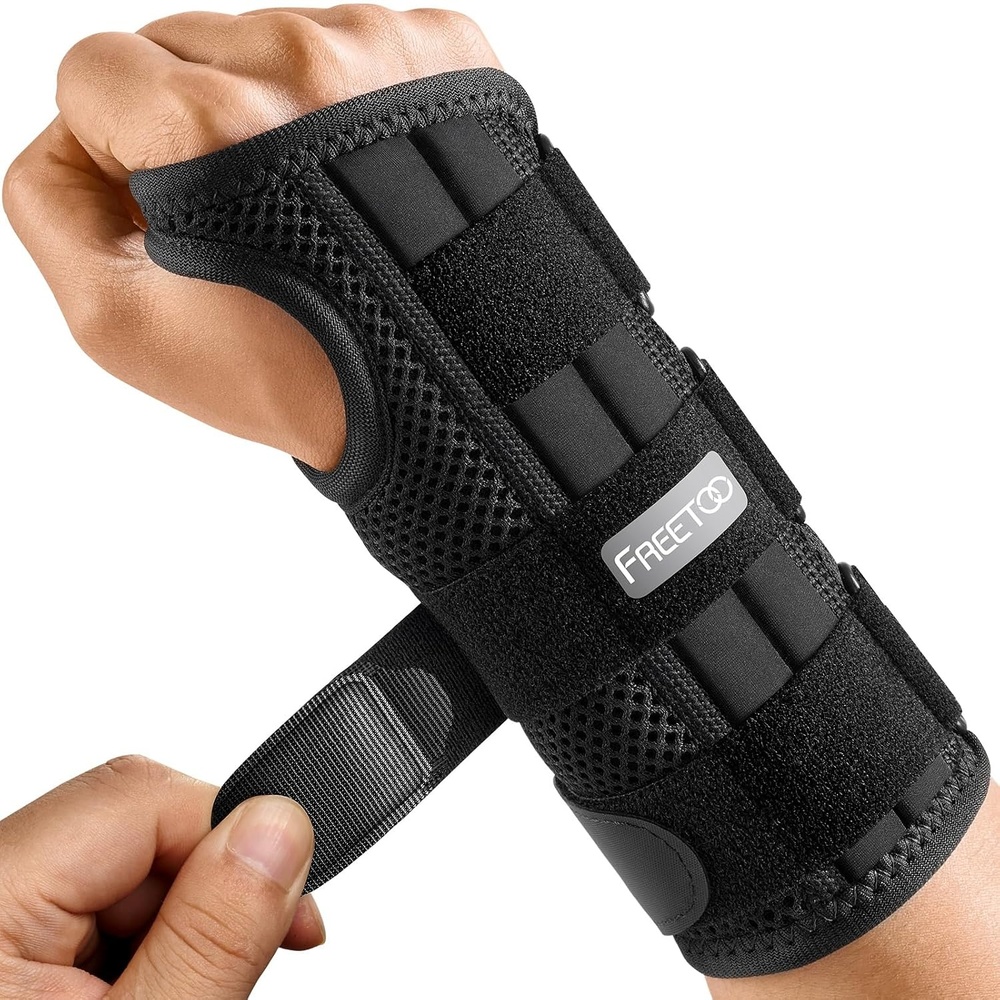 image:imageFREETOO Handgelenk Bandagen Karpaltunnel Damen Herren Lang Orthopdische Handgelenksttze Rechts fr Nacht Tags Atmungsaktiv Handgelenkschiene bei Sehnenscheidenentzndung Verstauchung ArthroseRechte HandGraue